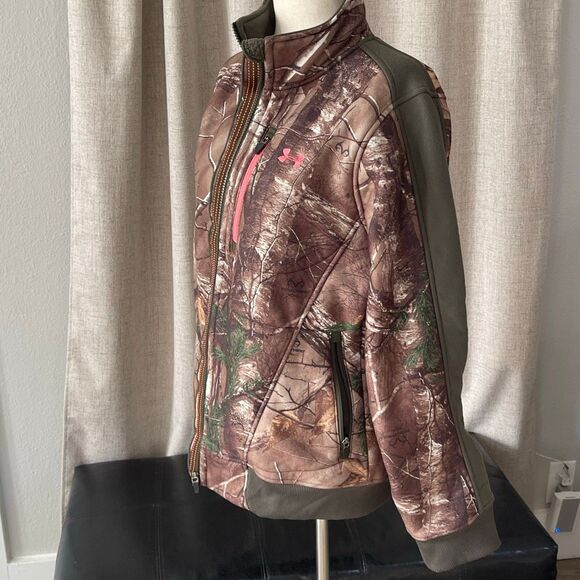 Under Armour Fleece Jacket Womens Size L Ayton Realtree Camo UA Storm Full Zip - Picture 3 of 15